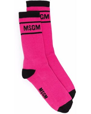 MSGM Calcetines con logo estampado - Rosa