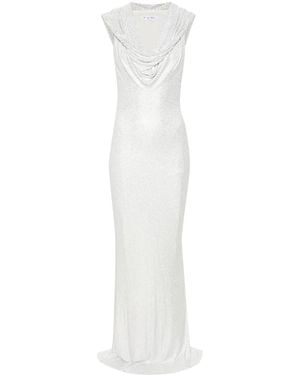 De La Vali Manhattan Rhinestoned Maxi Dress - White