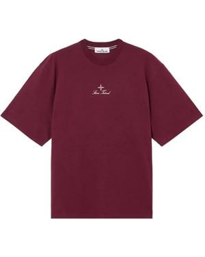 Stone Island Embroidered Polo Shirt - Purple