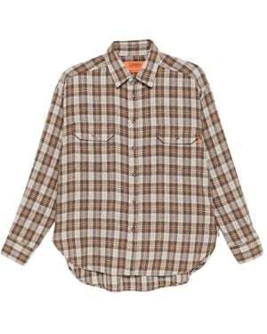 Universal Overall Check-Pattern Flap-Pocket Shirt - White
