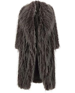 BB COUTURE Wide-Collar Faux-Fur Coat - Grey