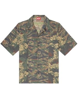 DIESEL Camicia S-Brack-Epbw Con Stampa Camouflage A Maniche Corte - Grigio