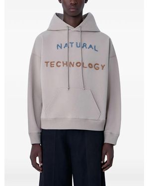 STORY mfg. Hooded Text-Motif Jumper - Grey