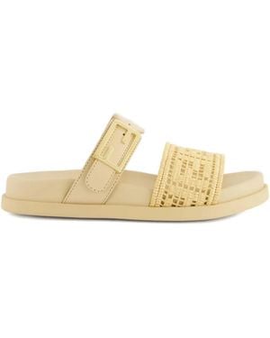Fendi Feel Buckle Woven Sandals - Metallic