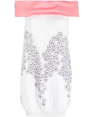 Gemy Maalouf Off-Shoulder Floral-Print Dress - White