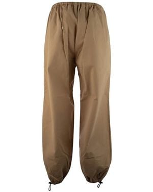 Miu Miu Logo-Embroidered Drawstring Trousers - Natural