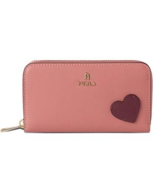 Furla Large Camelia Heart-Patch Wallet - Pink