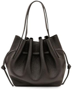 Yuzefi Mini Scallop Pebble-Leather Tote Bag - Black