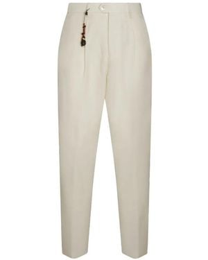 Marco Pescarolo Herringbone-Pattern Pleated Trousers - White