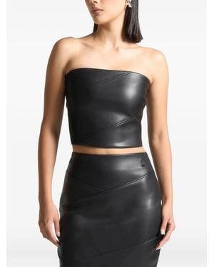 Manière De Voir Evie Bandeau Leather Corset Top - Black
