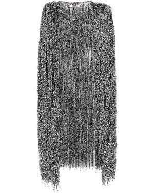 Naeem Khan Sequin-Embellished Fringed Cape - Gray