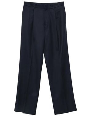 Lardini Pleated Wide-Leg Trousers - Blue