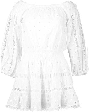 Temptation Positano Platani Eyelet Embroidered Smock Mini Dress - White