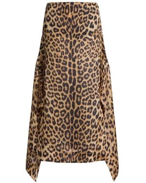 Alberta Ferretti Leopard Print Asymmetrical Skirt With Edgy Hemline - Natural