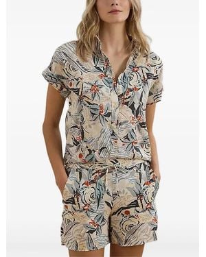 Ralph Lauren Floral Print Short-Sleeve Top - Grey