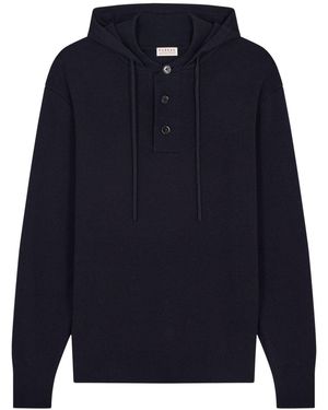 Fursac Buttoned Knitted Hoodie - Black