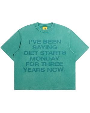 DIET STARTS MONDAY Slogan-Print Cotton T-Shirt - Green