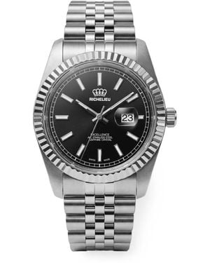 Richelieu Swiss Classic Fluted Bezel 38Mm Watch - Grey