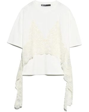 Bimba Y Lola Camiseta Con Capa De Encaje - Blanco