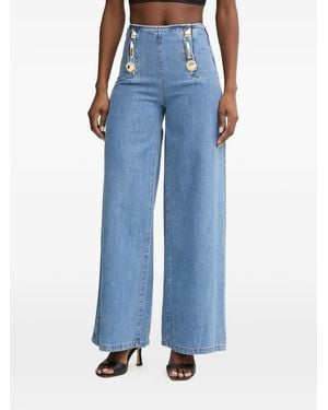 SIMONA CORSELLINI Button-Embellished Jeans - Blue