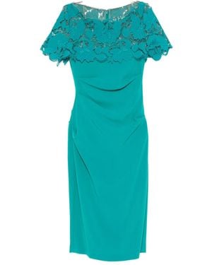 Talbot Runhof Kleid mit Spitzeneinsätzen - Blau