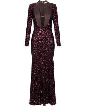 Elisabetta Franchi Vestido largo con lentejuelas - Morado