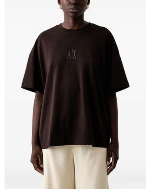 ARMANI EXCHANGE Logo-Embroidered T-Shirt - Black