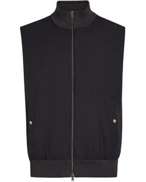 Herno Ribbed-Trim Zip-Up Gilet - Blue