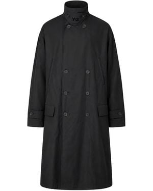 Y-3 Double-Breasted Coat - Black