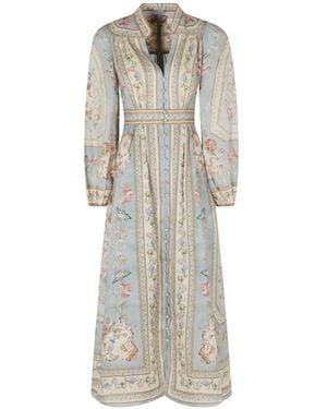 Zimmermann Roselight Plunge Floral-Print Mini Dress - White