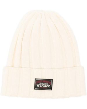 Stussy Ribbed Logo-Patch Beanie - Natural