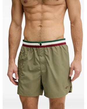 Aeronautica Militare Logo-Embroidered Swim Shorts - Green