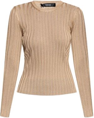Versace Ribbed Long-Sleeve Top - Natural