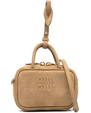 Miu Miu Mini-Tasche mit Logo-Prägung - Natur