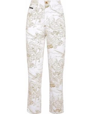 Philipp Plein プリント クロップドジーンズ - ホワイト