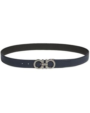 Ferragamo Gancini-Buckle Leather Belt - White