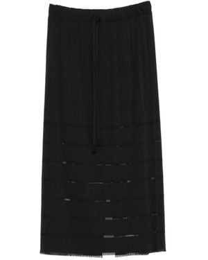 Pleats Please Issey Miyake Drawstring Pleated Midi Skirt - Black