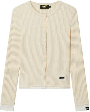 Mini Cream Buttoned Ribbed Cardigan - Natural