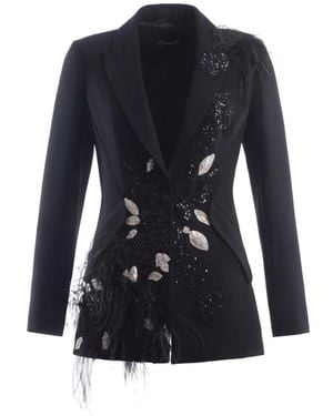 IMROSKA Blazer Ska 7 Orné De Détails En Plumes - Black
