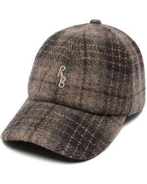 Ruslan Baginskiy Check-Pattern Monogram-Embroidered Baseball Cap - Gray