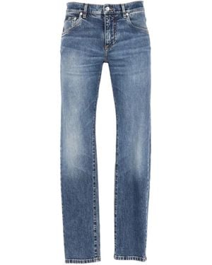 Dolce & Gabbana Logo-Plaque Straight-Leg Jeans - Blue