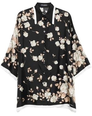 Dolce & Gabbana Floral-Print Shirt - Black