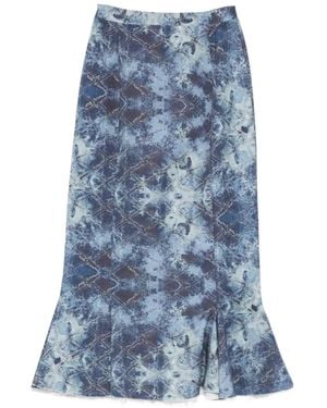 BARBARA BOLOGNA Sirena Acid-Wash Diamond-Pattern Skirt - Blue