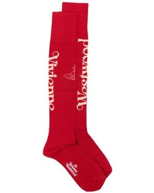 Vivienne Westwood Logo-Print Orb-Motif Socks - Red