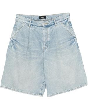Purple Brand Pleated Denim Shorts - Blue