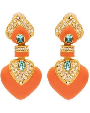 Kenneth Jay Lane Heart Drops Earrings - Orange
