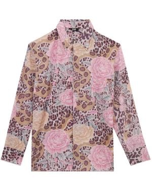 Gcds Animal-Print Floral Shirt - Pink