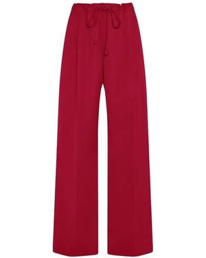 Another Tomorrow Drawstring Pleated Trousers - Red