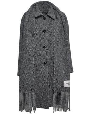 Weekend by Maxmara Herringbone-Pattern Fringed Coat - Grey