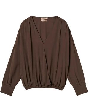 Twinset Blouse En Crêpe De Chine À Double Usage - Brown